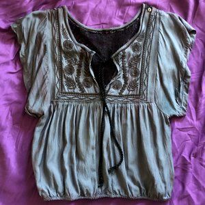 Free People Blue and Black Shirt